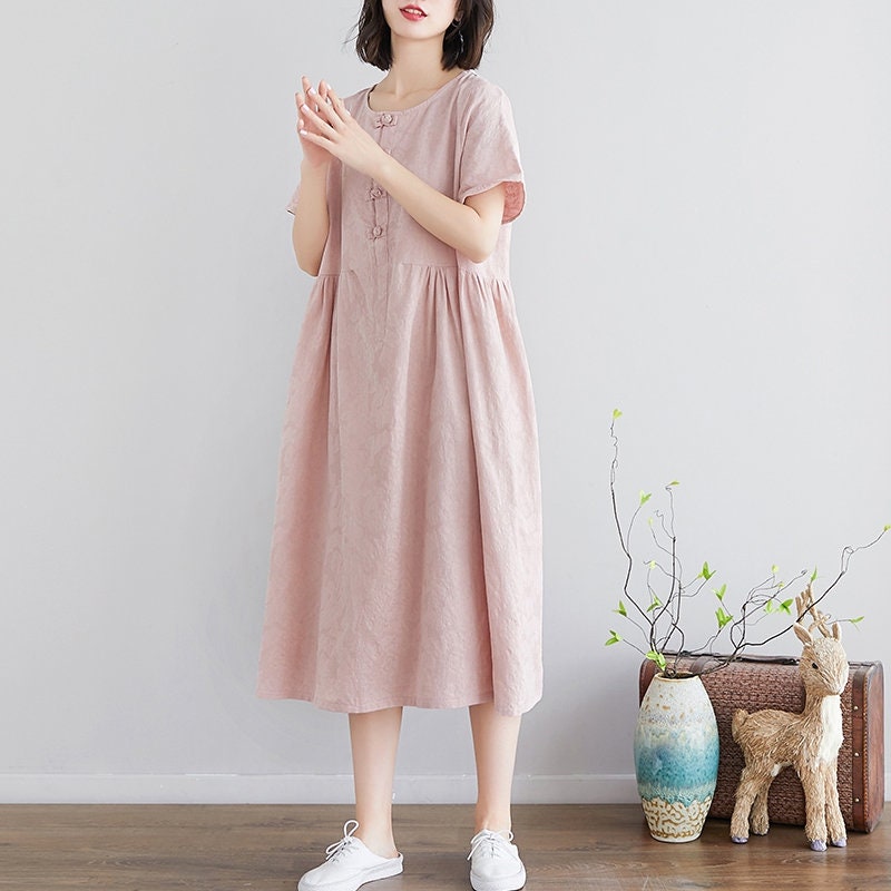 New Design Soft Jacquard Cotton Dress Summer Short Sleeves | Etsy