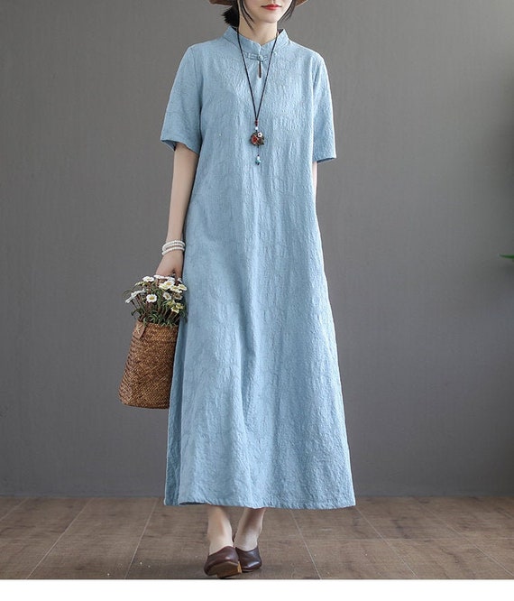 New Design Summer Jacquard Cotton Dress Short Sleeves Maxi | Etsy