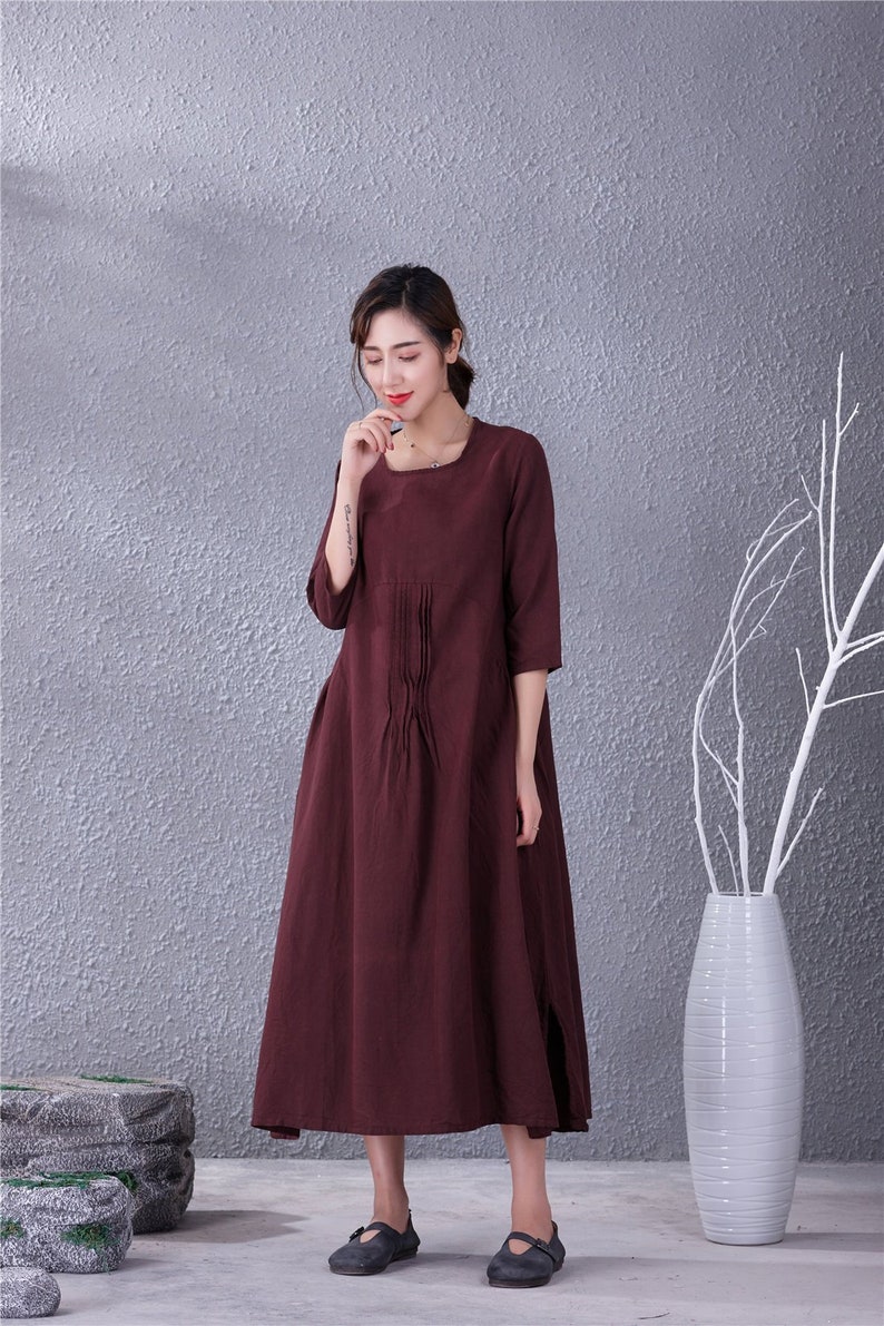 New Design Half Sleeves Cotton Dress Casual Loose Fitting Etsy