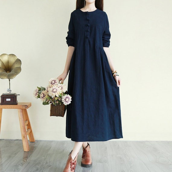New Design Soft Cotton Dress Long Sleeves Shirt Dress Casual | Etsy