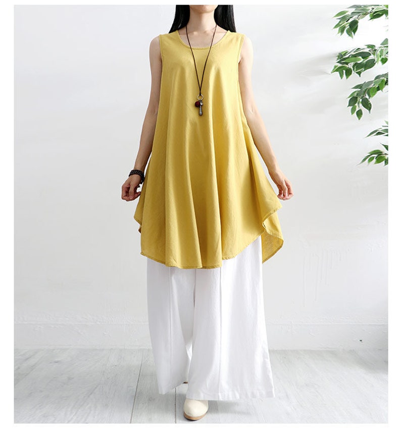 New Design Soft Cotton Tops Sleevesless Blouse Dress Casaul Loose Kimono Sundress Summer Tunics Customized Plus Size Clothing