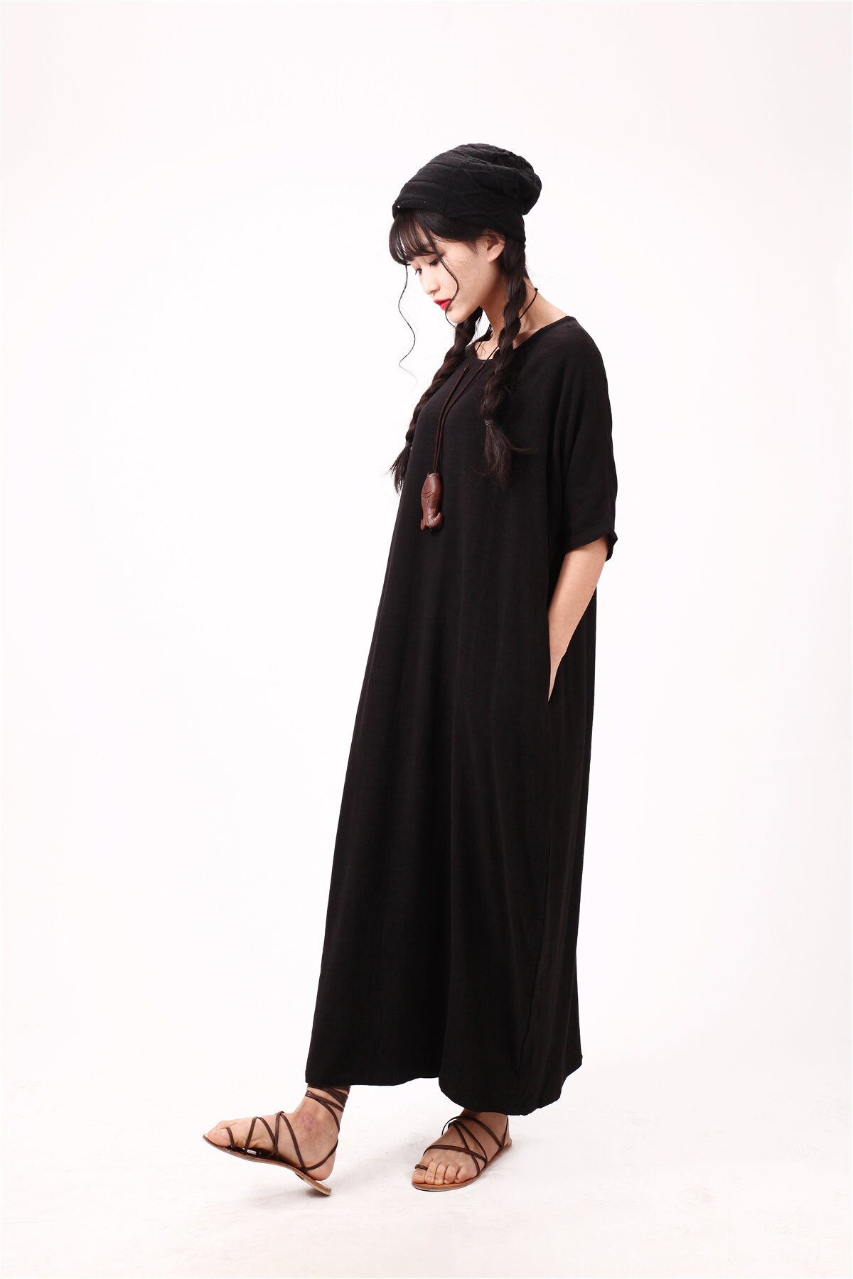 Summer Cotton Dress Short Sleeves Robes Casual Loose Tunics Etsy