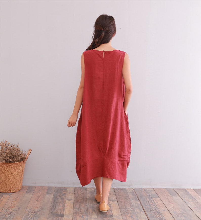 New Design Soft Long Cotton Dress Sundress Sleeveless Caftan Casual Loose Summer Midi Dresses Customized Plus Size Clothing Linen