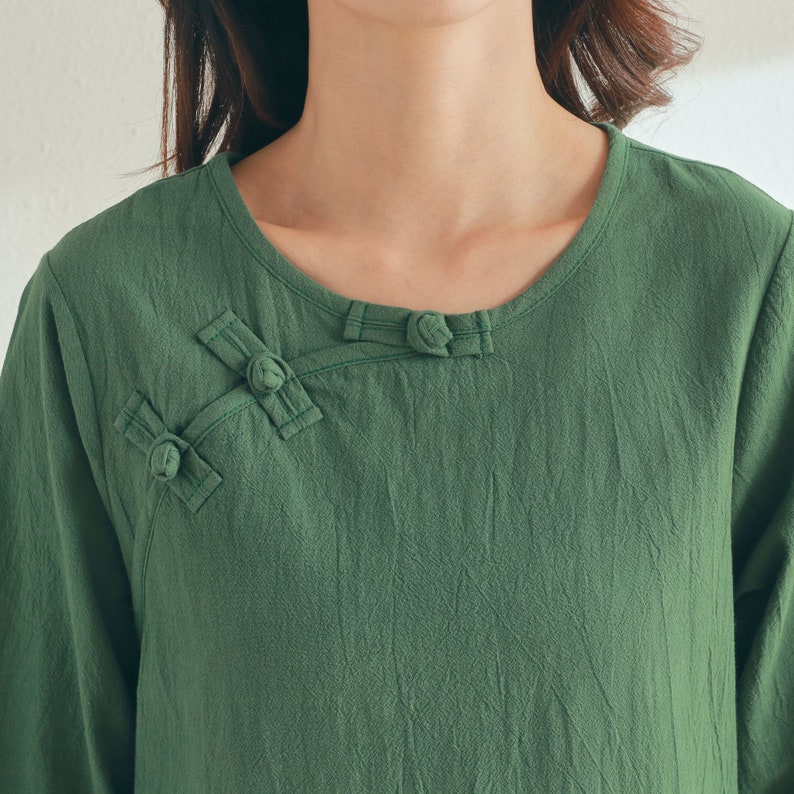 New Design Summer Cotton Tops Long Soft Blouse Half Sleeves Tunics Casual Loose Midi Dresses Customized Plus Size Clothing Linen