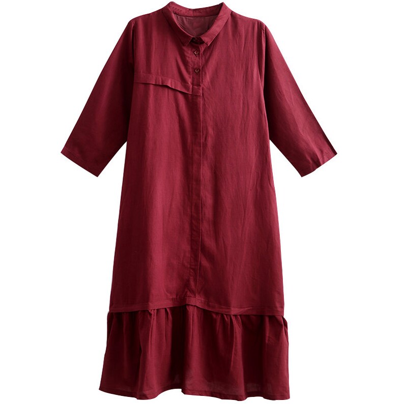34 Sleeves Soft Long Cotton Dress with Pockets Casaul Loose Summer Maxi Dresses Customized Plus Size Clothing Linen