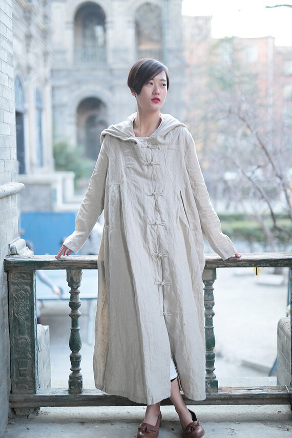 Soft Cotton Coat Dress Long Sleeves Hooded Cardigan Casual Etsy