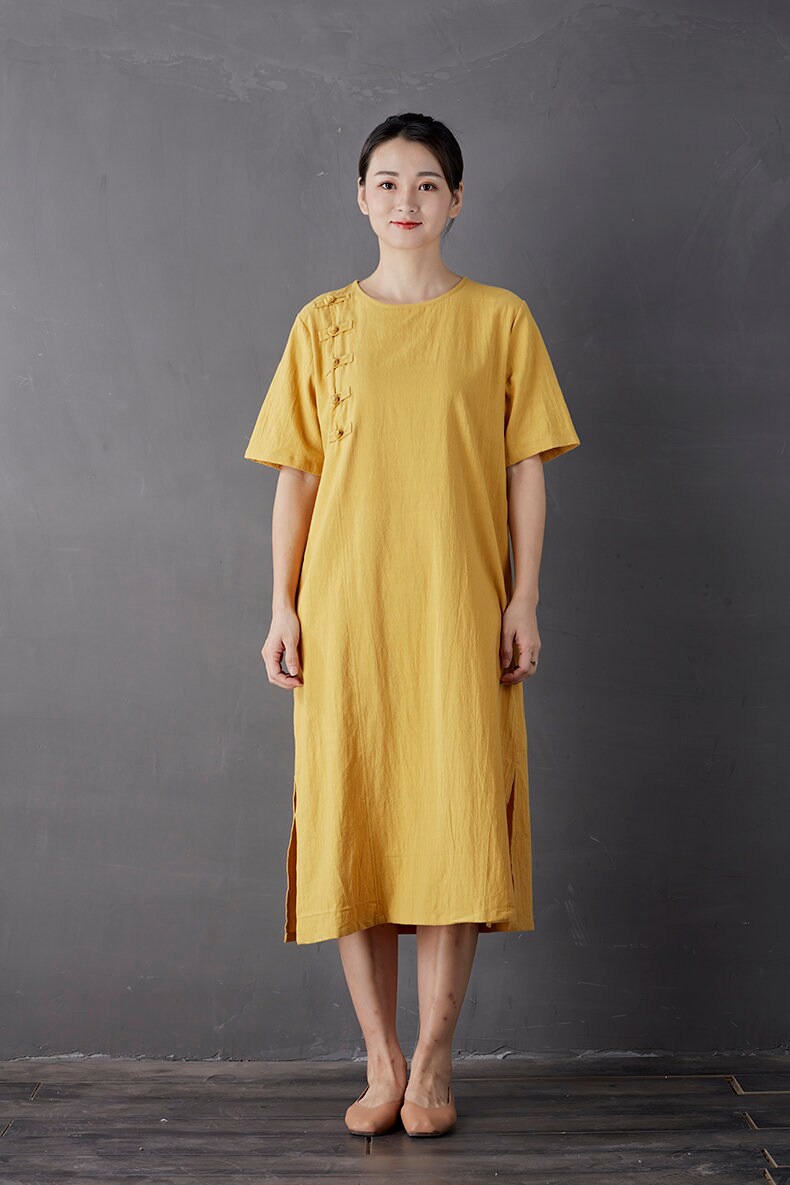 New Design Soft Cotton Dress Summer Short Sleeves Midi Dresses Etsy