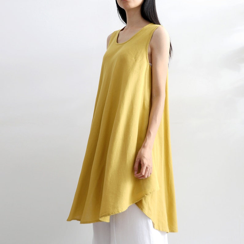 New Design Soft Cotton Tops Sleevesless Blouse Dress Casaul Loose Kimono Sundress Summer Tunics Customized Plus Size Clothing