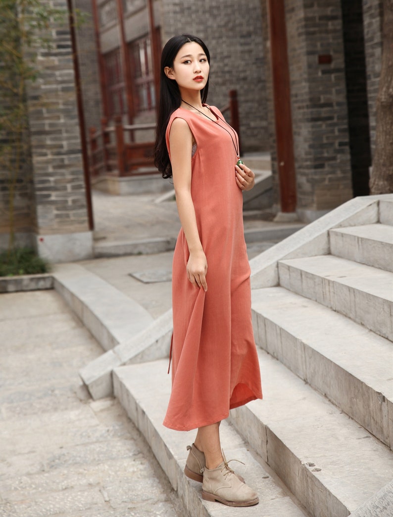 New Design Cotton Dress Soft Long Sundress Casual Sleeveless Loose Summer Maxi Dresses Customized Plus Size Clothing Linen