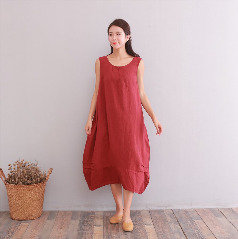 New Design Soft Long Cotton Dress Sundress Sleeveless Caftan Casual Loose Summer Midi Dresses Customized Plus Size Clothing Linen