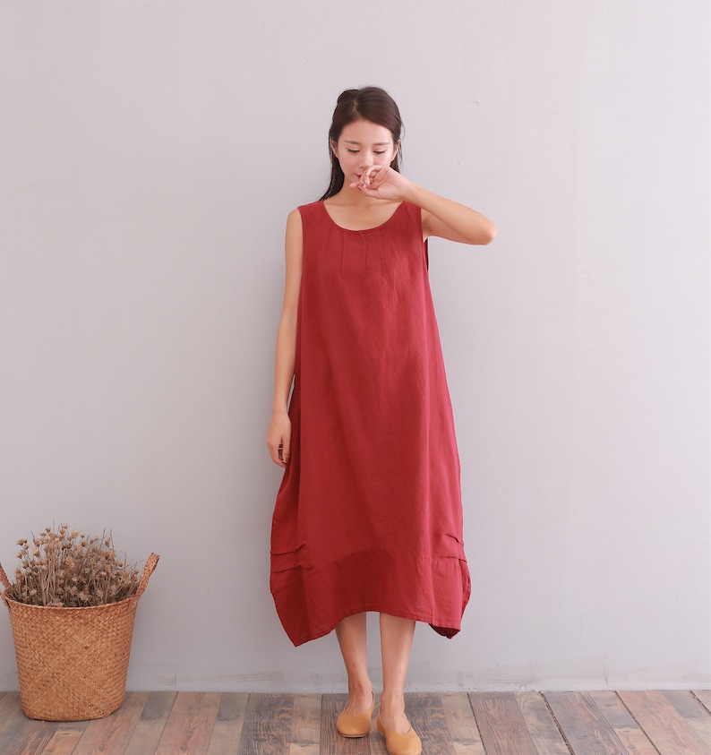 New Design Soft Long Cotton Dress Sundress Sleeveless Caftan Casual Loose Summer Midi Dresses Customized Plus Size Clothing Linen