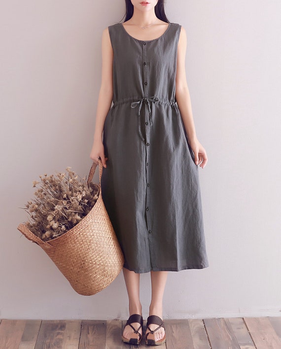 New Design Soft Sundress Cotton Dress Casual Sleeveless Caftan | Etsy