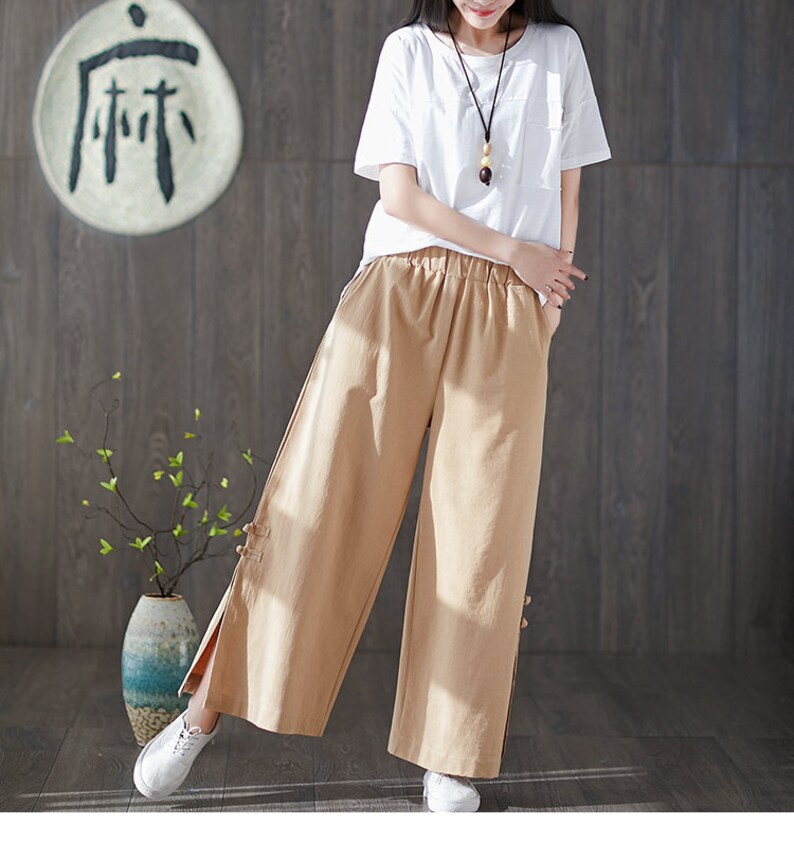 plus size cotton pants elastic waist