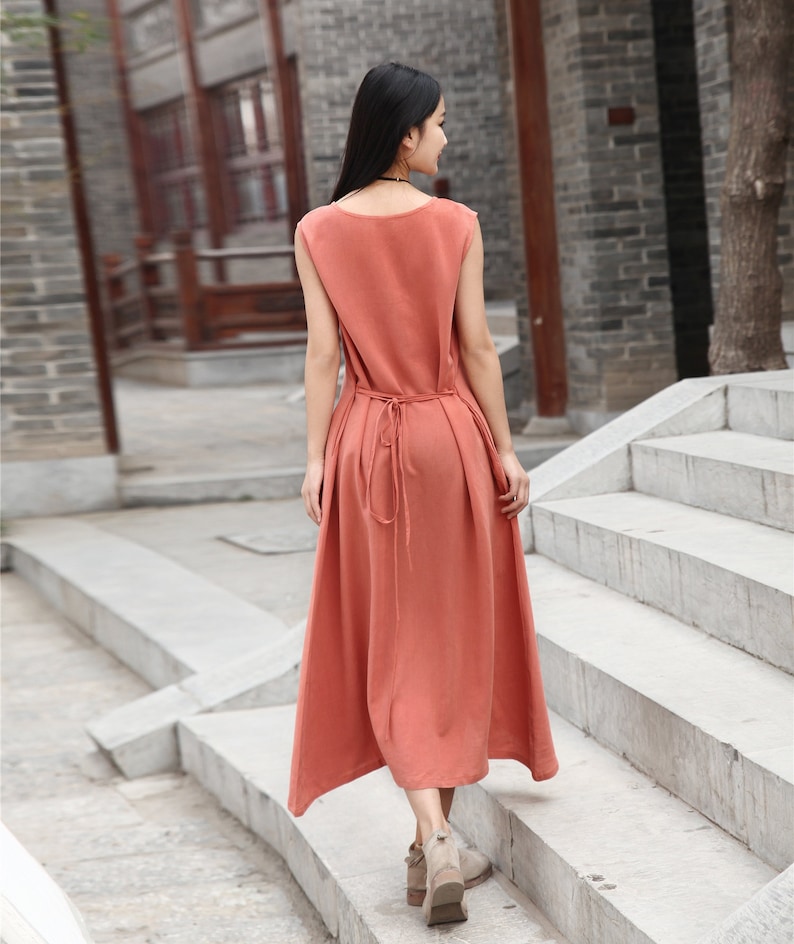 New Design Cotton Dress Soft Long Sundress Casual Sleeveless Loose Summer Maxi Dresses Customized Plus Size Clothing Linen