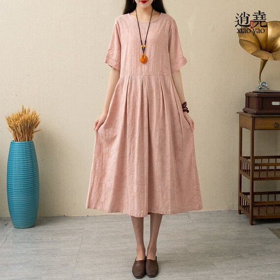 New Design Soft Jacquard Cotton Dress Short Sleeves Summer | Etsy