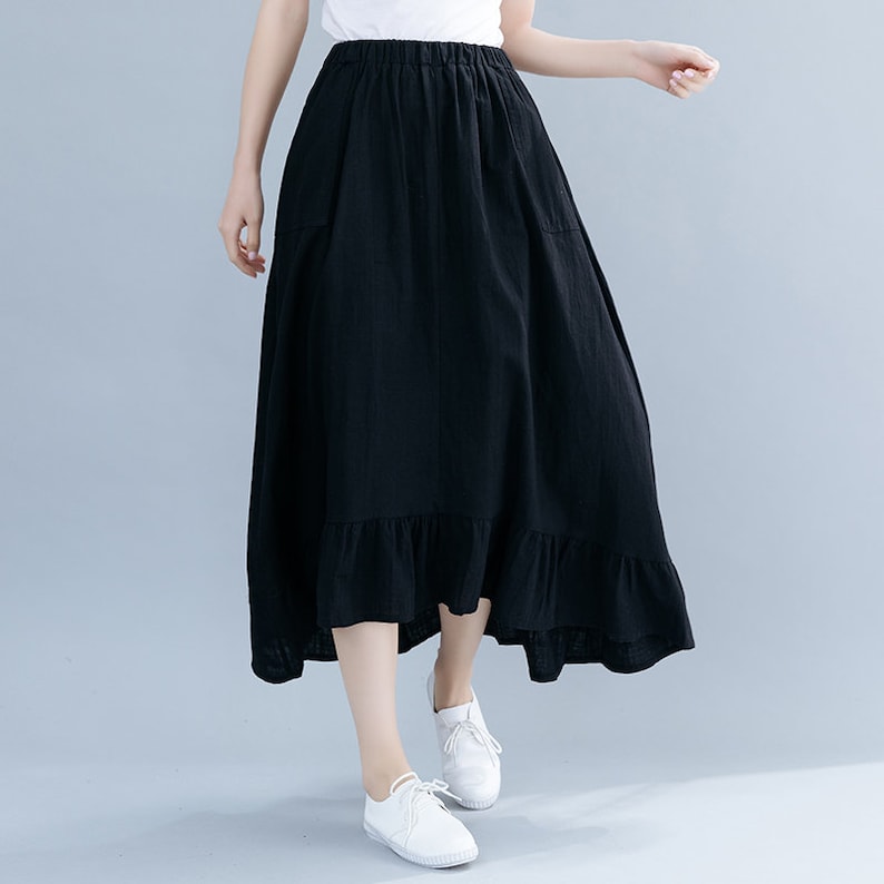 New Design Summer Cotton Skirts Aline Pleated Elastic Waist Etsy
