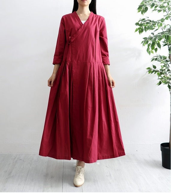 New Design Soft Cotton Cardigan Dress Long Sleeves Robes Etsy