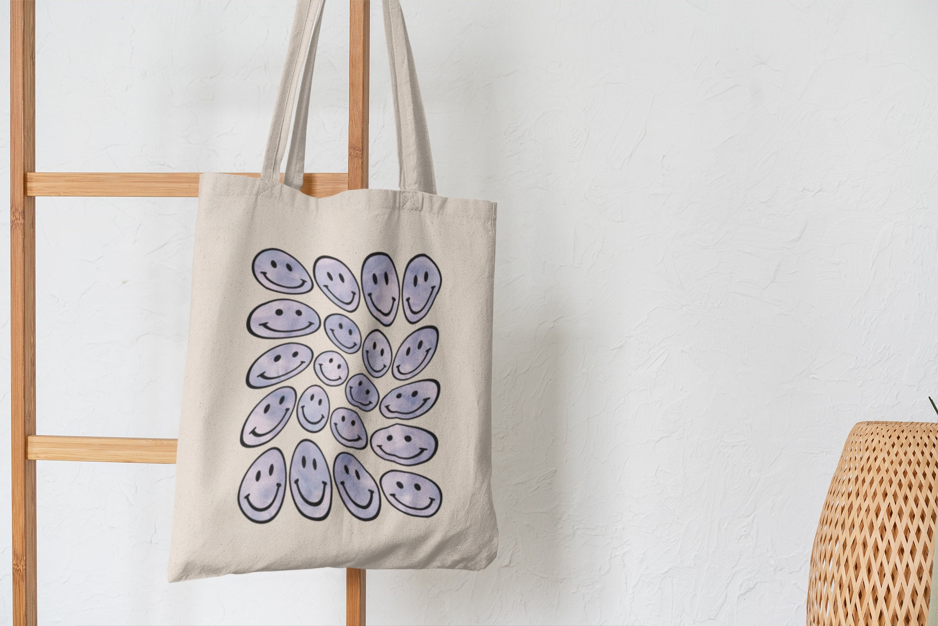 Retro Tie Dye Smiley Tote | Funky Groovy Style | Aesthetic Smiley | T…