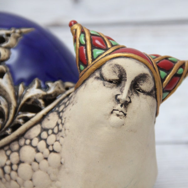 MADE in UKRAINE Sculpture en céramique escargot 3,93 pouces, figurine en céramique de collection, cadeau pour maman, cadeau pour elle, véritable oeuvre d'art, Vladimir Butcanov