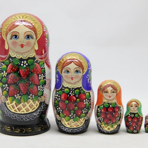 Ukrainian Traditional Hand Painted Nesting Doll 5 pieces, Doll 4.72'' or 12 cm, Wooden Toy, Home Decor, Kids Gift, Kids Room Decor