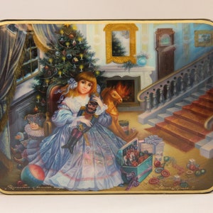 Caja de laca ucraniana única "Cascanueces", calidad de galería, escuela de pintura artística Fedoskino, hecha a mano, pintada a mano, papel maché, caja de joyería