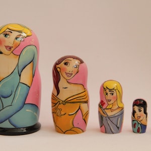Cartoon Heroes Nesting Doll 4.13&#39;&#39; or 10.5 cm, Hand Painted  Doll 5 pieces, Funny Gifts, Room Decor, Kids Gift, Wood toys for Kids