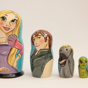 Cartoon Heroes Nesting Doll 4.13&#39;&#39; or 10.5 cm, Hand Painted  Doll 5pieces, Funny Gifts, , Kids Gift, Wooden toys  Made In Ukraine