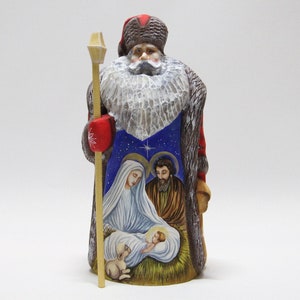 Ukrainian Carved Santa Figurine 9.05&quot;, Father Frost, Wooden Santa, Hand Carved Hand Painted Christmas Gift, Home Decor, Christmas Gift
