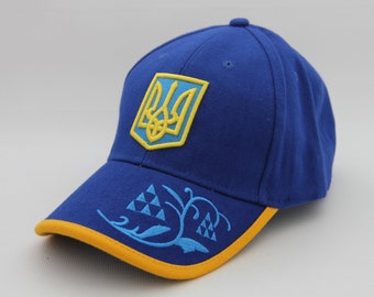 Hergestellt in der Ukraine, ukrainische Mütze, ukrainische Symbolik, ukrainische Flagge & Dreizack, 3D-Stickerei, Baumwollmütze, Unisex