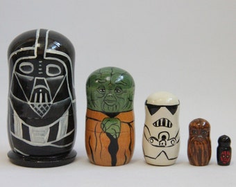 Hand Painted Movie Character Nesting Dolls, Wooden Toy Set