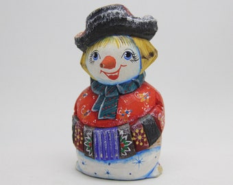Hand Carved Painted Wooden Snowman 5.9" Christmas Decor – Made in Ukraine