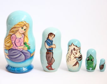 Hand Painted Cartoon Heroes Nesting Doll, 5 Piece Wooden Matryoshka