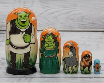 MADE in UKRAINE Cartoon Heroes  Nesting Doll 4.72'' or 12 cm Hand Painted  Doll 5pieces Funny Gifts  Kids Gift Toy