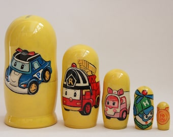 Zeichentrickfiguren Schachtelpuppe 4,92 '' oder 12,5 cm, handbemalte Matroschka-Puppe 5 Stück, lustige Geschenke, Kinderzimmer Dekor, Kindergeschenk Holzpuppe