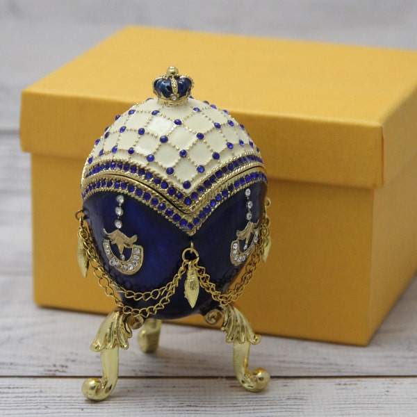 Ukrainian Faberge Style Easter Egg 3.93" or 10 cm, Hand Crafted With Enamel & Swarovski Crystals, Easter Egg, Gift For Her, Home Decor