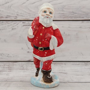 Wooden Carved Santa 6.29&quot; Father Frost Ukrainian Santa Hand Carved Hand Painted Figurine Christmas Gift Home Decor Christmas MADE in UKRAINE