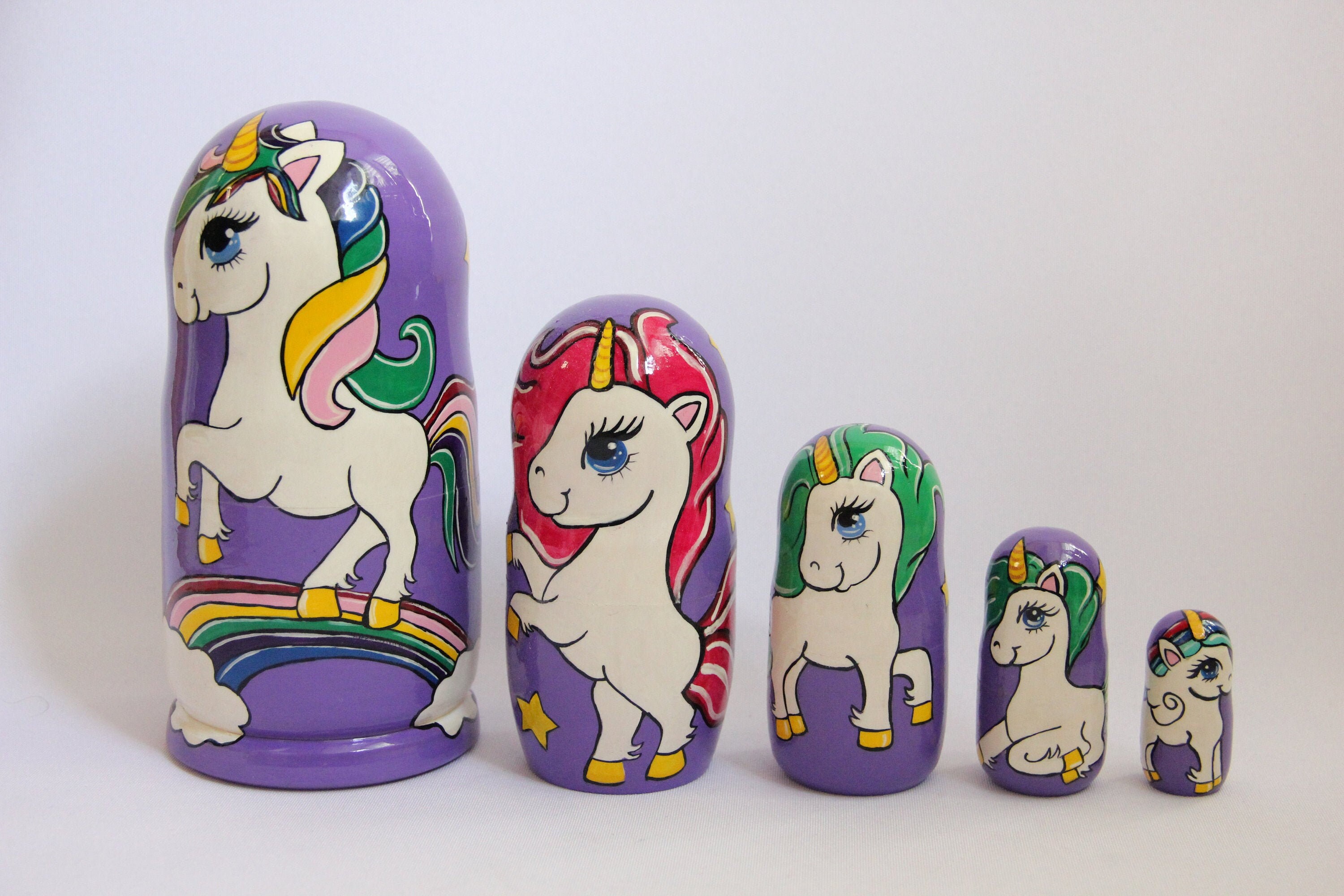 Unicorn Russian Nesting Doll 6.69'' or 17 cm Hand Etsy
