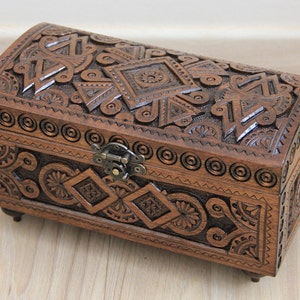 Hand Carved Ukrainian Jewelry Box, Handmade, Hand Crafted, Walnut Wood, Jewelry Box, Wedding Gift, Home Decor