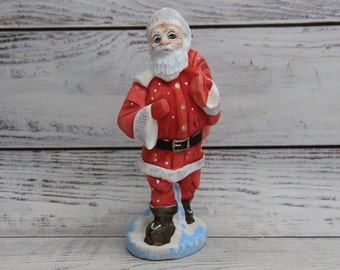 Hand Carved Painted Wooden Santa Claus Figurine, Father Frost Christmas Decor