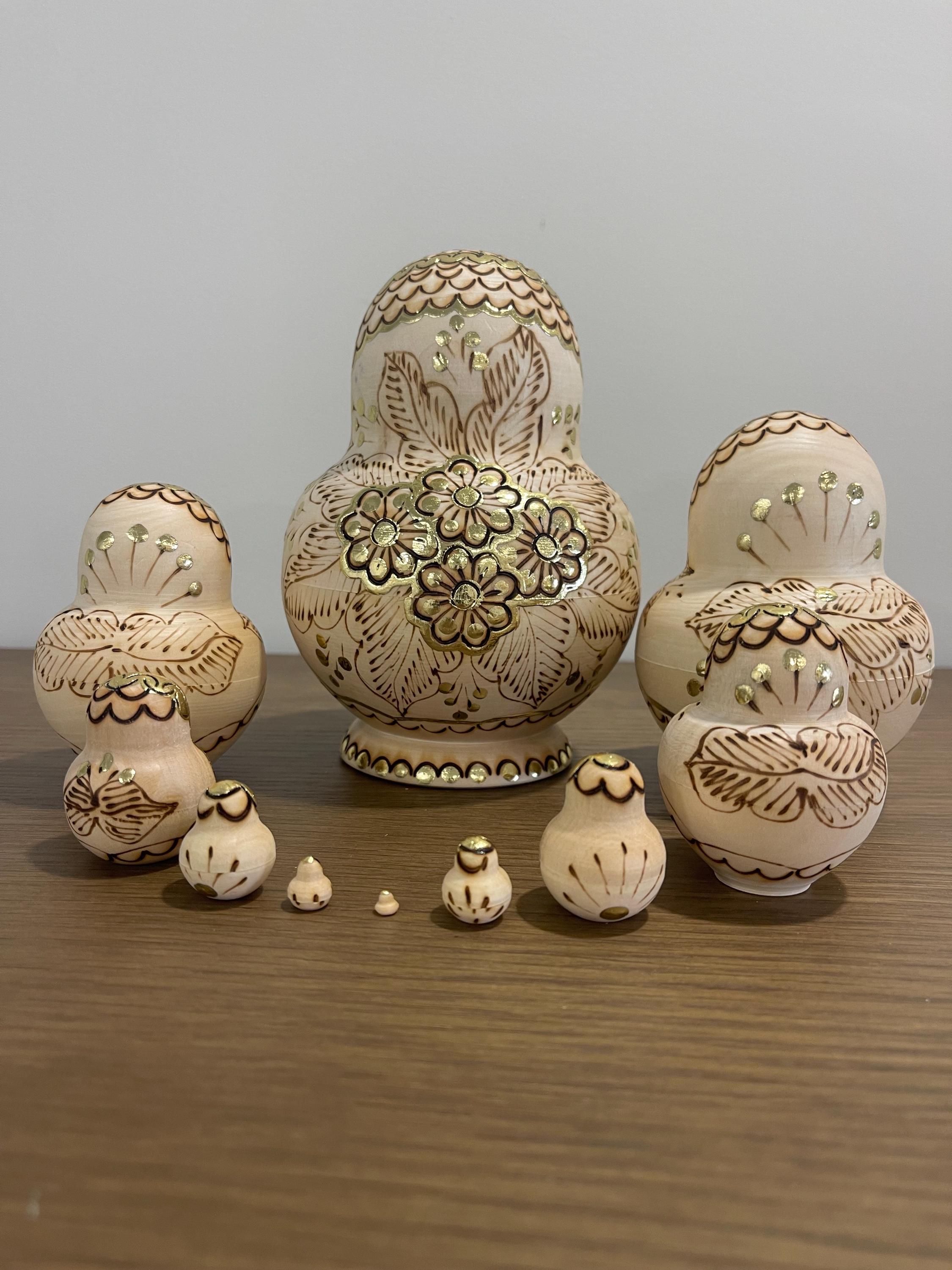 Set 5 Poupées Gigognes Russes Peintes à La Main – Bois Résistant, Ornement De Table Dessin Animé Pour Salon, Chambre, Cadeau Enfant