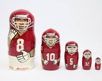 Clemson Tigers Nesting Doll 7 5 Pieces NCAAF Deshaun Watson Sport Handmade Wooden Matryoshka