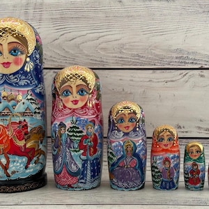 Top Quality Ukrainian Hand Painted Nesting Doll 8.07&#39;&#39; or 20.5 cm, Ukrainian Doll 7 pcs, Wooden Toy, Home Decor, Kids Gift, Kids Room Decor