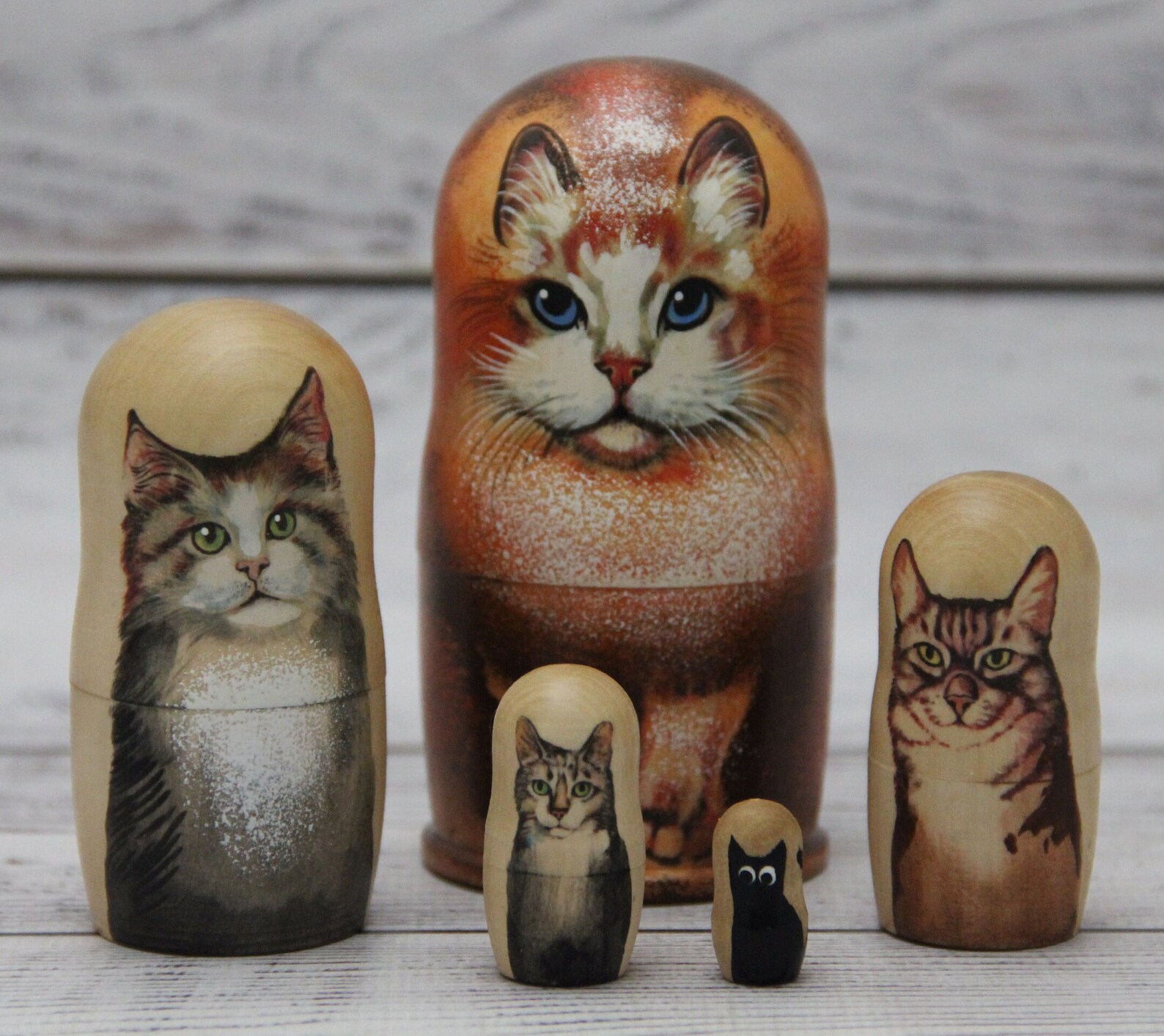 Cats Russian Nesting Doll 4.13'' or 10.5 cm Etsy