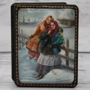 Made in der Ukraine Lackschatulle, Ukrainische Kunstmalerei Schule, Porträt, Handgemacht, Schmuckschatulle, Wohnkultur, Geschenkbox