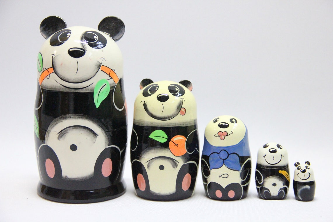 Pandas Family Nesting doll 63'' 16 cm Matryoshka Etsy