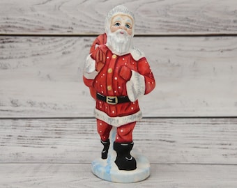 Hand Carved Wooden Santa Claus Figurine, Hand Painted Christmas Decor (6.49")