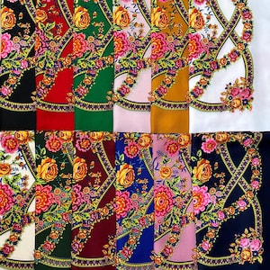 HECHO EN UCRANIA Bufanda floral Babushka eslava Bufanda de lana Estilo bohemio moderno y elegante con diseño floral clásico y atemporal Regalo para ella