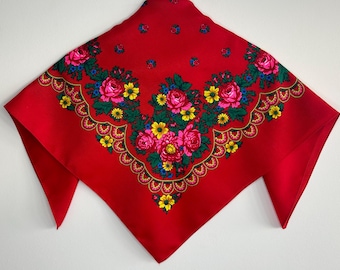 MADE in UKRAINE SALE! Slavic Babushka Floral Scarf Ukrainian Wool Scarf Modern Boho