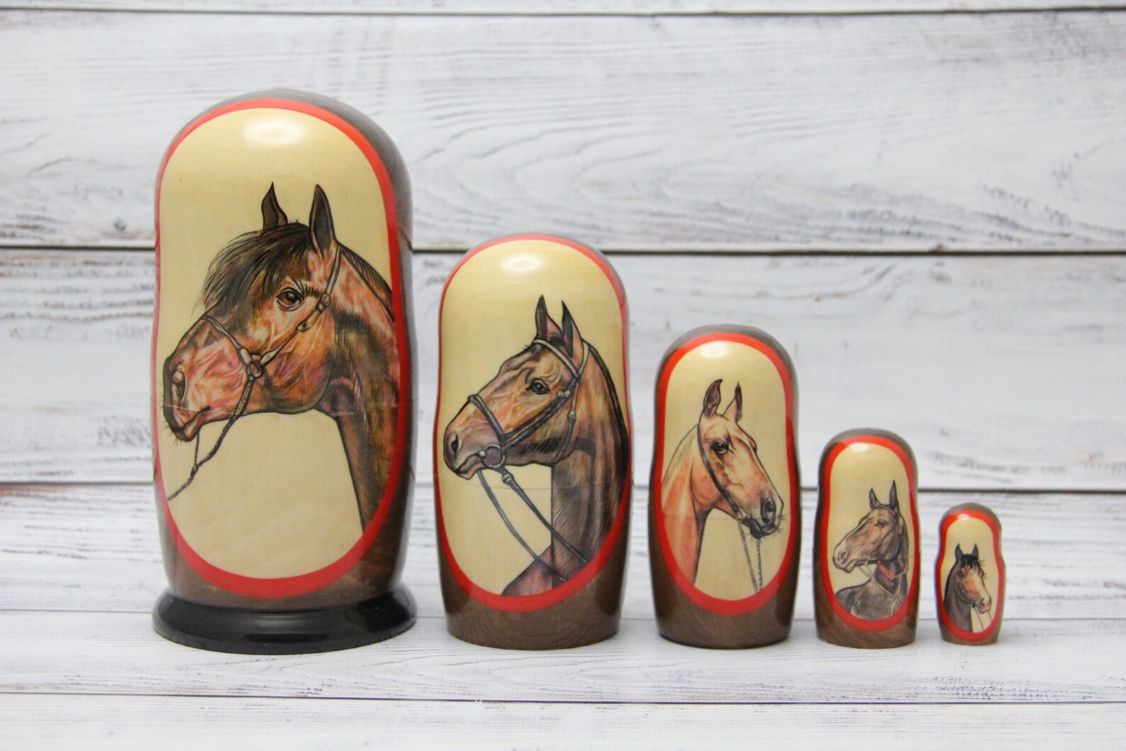 Horses Russian Nesting Doll 7.08'' or 18 cm Matryoshka Etsy