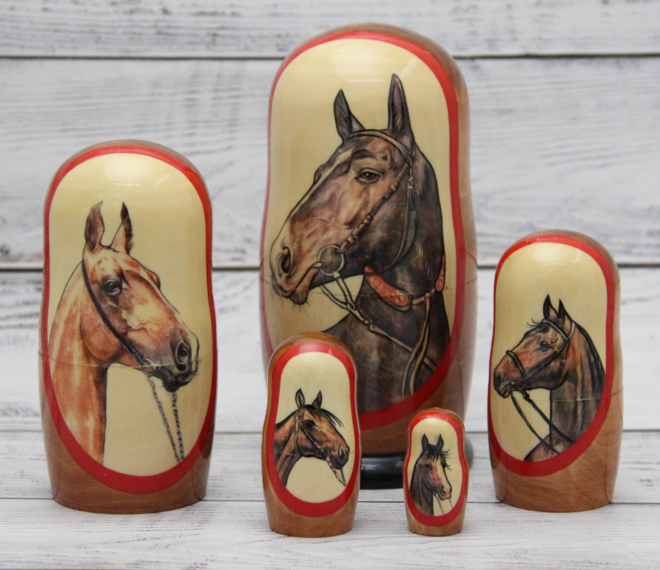 Horses Russian Nesting Doll 7.08'' or 18 cm Matryoshka Etsy